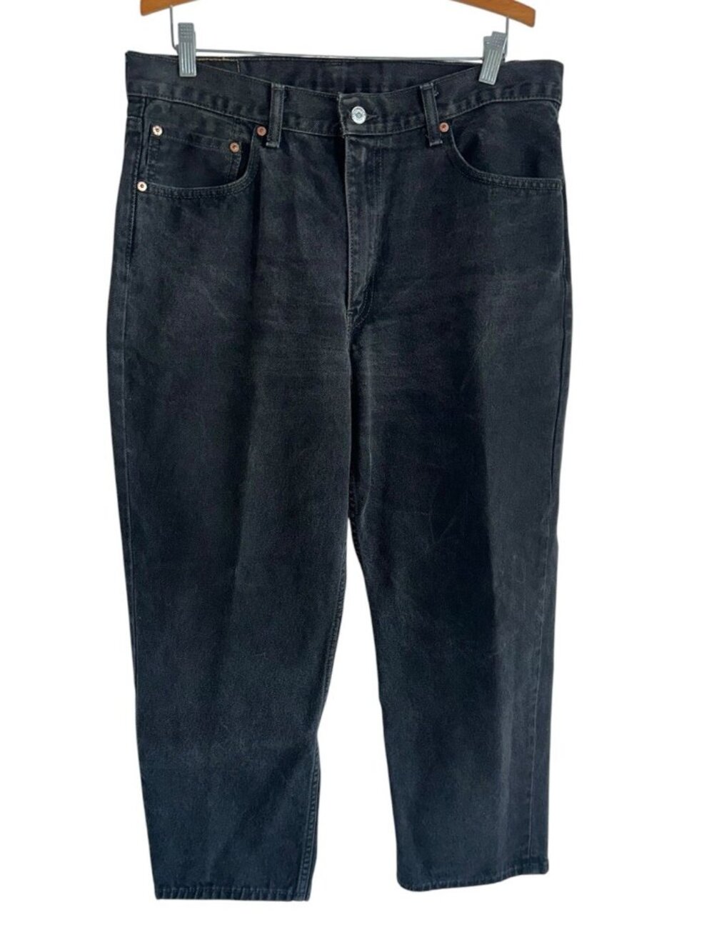 Levis 550 Jeans Mens 36x29 Black Relaxed Taper 100% Cotton Denim Baggy